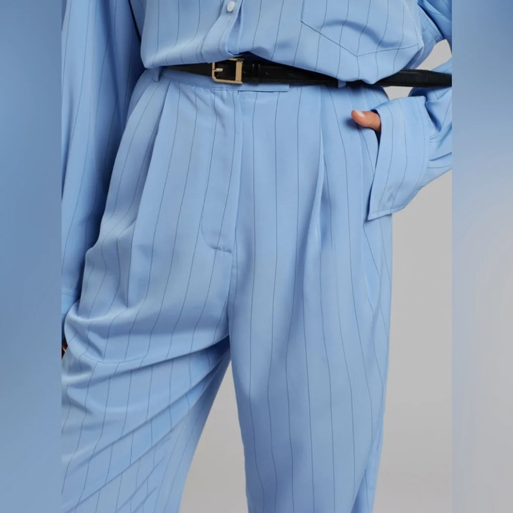 The Frankie Shop Bea Fluid Stripe Suit Pants – Powder Blue size XSmall - Picture 4 of 11